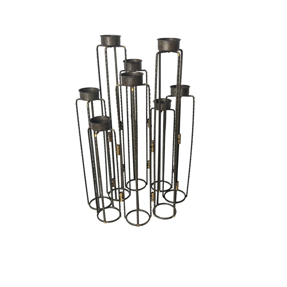 Ascencio Hinged Candle Holders Home Decor Bronze Brutalist Metal Tiered 8-Cup
